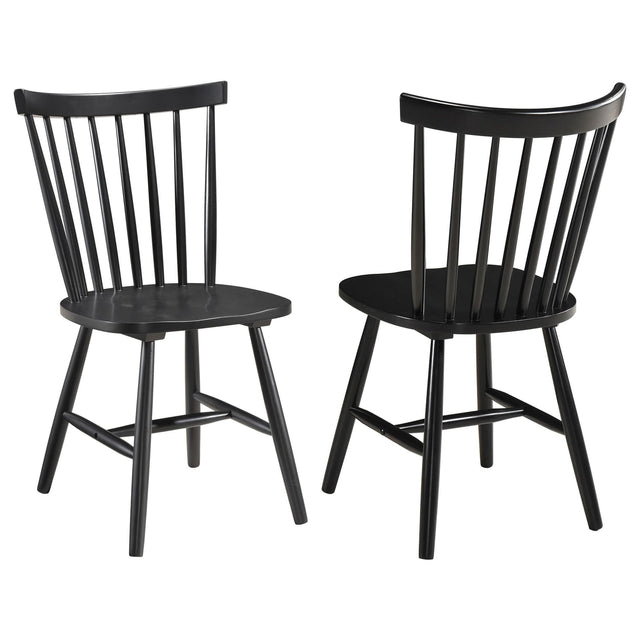 Hollyoak Windsor Black Wood Dining Side Chair front angle