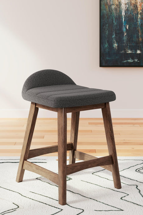Lyncott charcoal brown counter height bar stool front angle