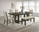 Herbert Gray Upholstered Tufted Rectangular Dining Room Set main view