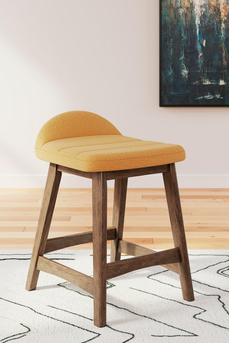 Lyncott mustard brown counter height bar stool front angle