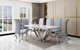 Main view of Era Gray Dining Room Set with dining table and 6 velvet chairs