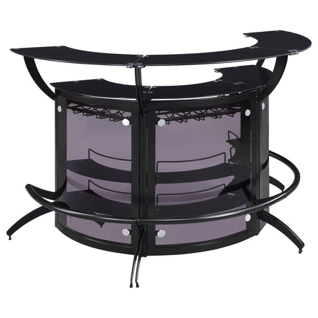 Dallas 3-piece black curved home bar cabinet front view