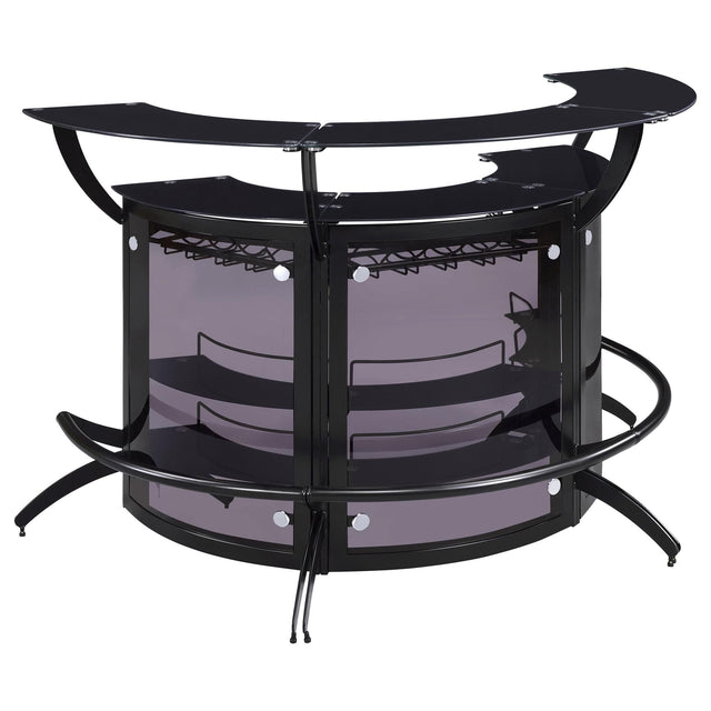 Dallas 3-piece black curved home bar cabinet front view