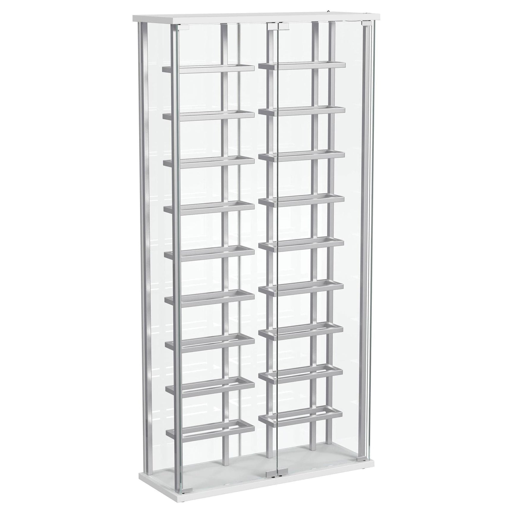 Montara Tempered Glass LED Wine Storage Curio Cabinet Chrome front view