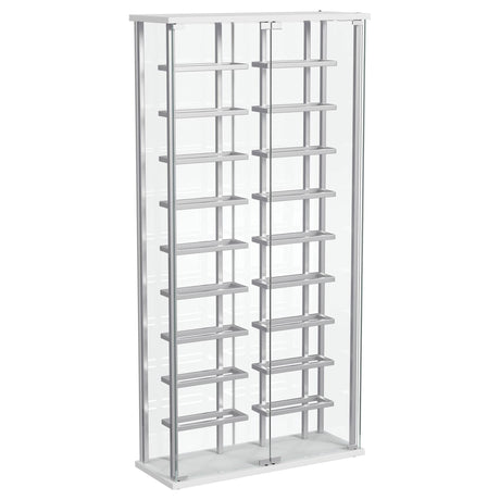 Montara Tempered Glass LED Wine Storage Curio Cabinet Chrome front view