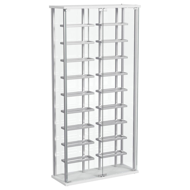 Montara Tempered Glass LED Wine Storage Curio Cabinet Chrome front view