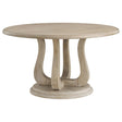 Trofello round 60-inch white washed pedestal dining table front view