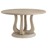 Trofello round 60-inch white washed pedestal dining table front view