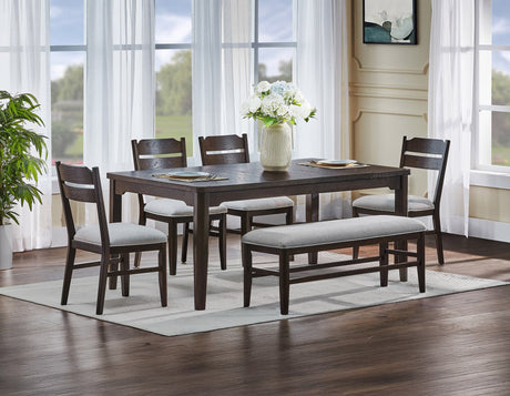 Higgins Dark Cherry Dining Room Set main angle showing dining table and chairs
