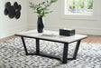 Fostead Coffee Table angled view with white marble top and espresso base