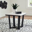 Fostead White and Espresso Square End Table angled view