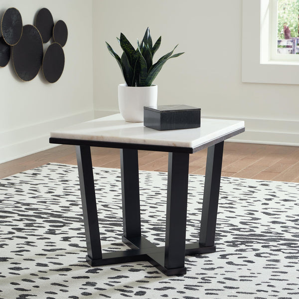 Fostead White and Espresso Square End Table angled view