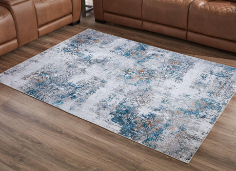 Garyard Multi 5x7 area rug front view with abstract design