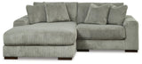 Front view of Lindyn Fog 2-Piece Sectional Sofa with Wide Chaise