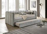 Melody Light Gray LED Upholstered Daybed angled view