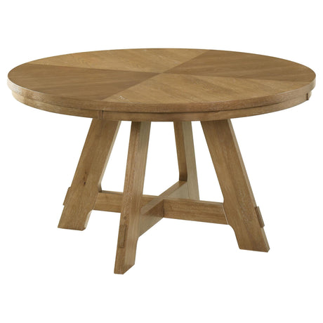 Danvers 54-inch round wood dining table brown oak front view