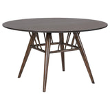 Everton Round 53-inch Wood Dining Table Dark Walnut front view