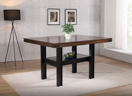 Patterson 60-inch mango oak counter height dining table angled view