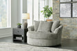 Lindyn Fog Velvet Oversized Swivel Accent Chair front angle