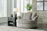 Lindyn Fog Velvet Oversized Swivel Accent Chair front angle