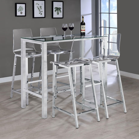Tolbert 5-piece clear acrylic and chrome bar set front view