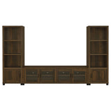 Sachin 3-Piece Entertainment Center with 79 inch Dark Pine TV Stand front view