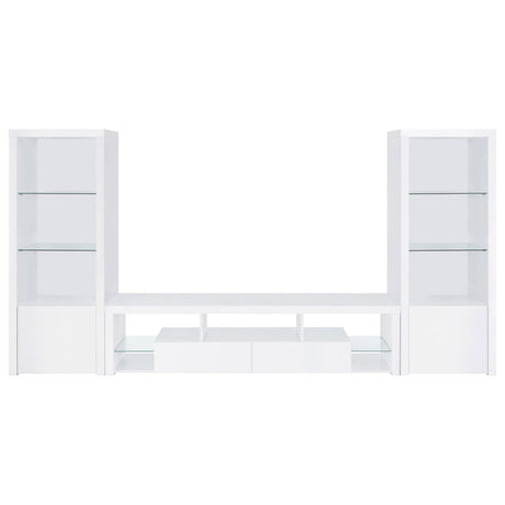 Jude 3-piece entertainment center with 71 inch TV stand white high gloss - front view