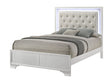 Lyssa Oat Frost LED Upholstered Tufted Panel Twin Bed front view