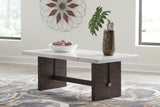 Burkhaus Dark Brown and White Marble Coffee Table front angle