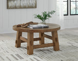 Mackifeld Cocktail Table in warm brown, front angle view