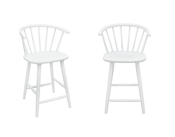 Janna White Counter Height Barstool white finish upright front angle
