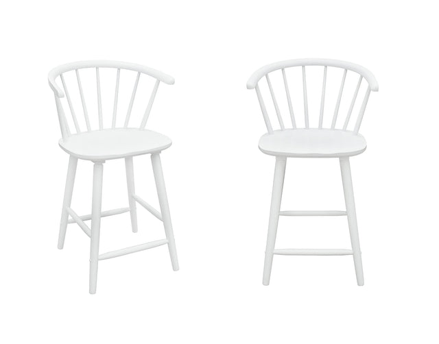 Janna White Counter Height Barstool white finish upright front angle