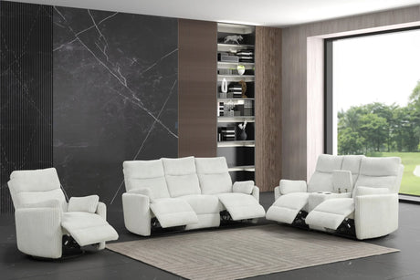 Peppi Beige 3-Piece Reclining Set in beige fabric, front angle