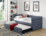 Trina Gunmetal Gray Upholstered Tufted Trundle Daybed front view