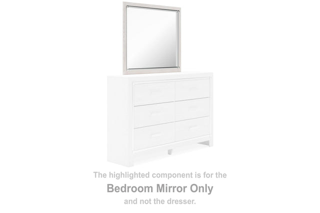 Altyra White Bedroom Mirror front view with chrome accents