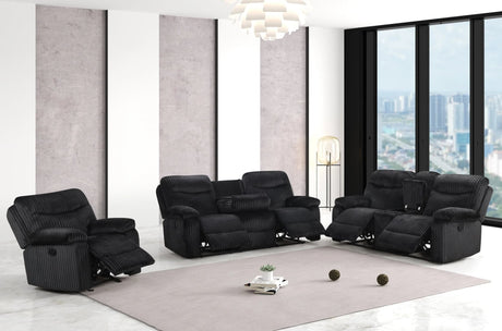 Bravo Black 3-Piece Reclining Set front angle view