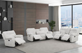 Bravo Beige 3-Piece Reclining Set front view with sofa, loveseat, and recliner