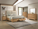 Florian light brown upholstered storage platform bed main view