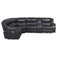 Sycamore Upholstered Power Reclining Sectional Sofa Dark Grey front angle