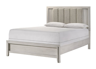 Carlton White Upholstered Panel King Bed front view