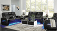 Uli Black Power Reclining Leather Sofa angled view