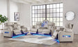 Uli Gray Power Reclining Set genuine leather sofa frontal view