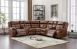 Jacob Saddle reclining sectional sofa in leather gel from front angle