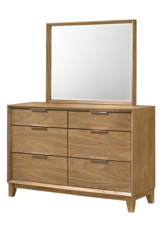 Florian Light Brown Dresser, front view with drawers