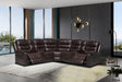 Rose Brown Leather Reclining Sectional sofa front angle