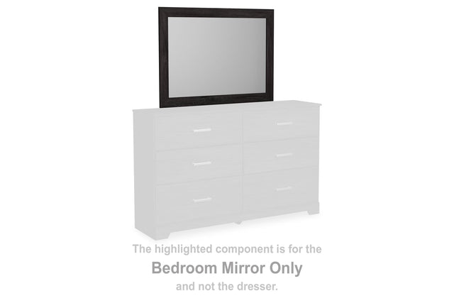 Belachime black bedroom mirror angled side view
