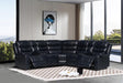Rose navy reclining sectional sofa angled view