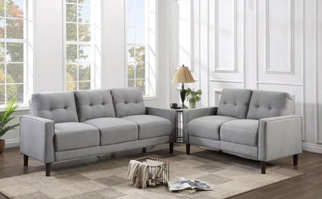 Bowen 2-Piece Upholstered Sofa Set in grey, main front view