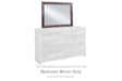 Derekson Multi Gray Bedroom Mirror angled view showing rustic wood-style frame