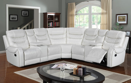 Martin61 reclining sectional sofa in white leather gel showing front angle